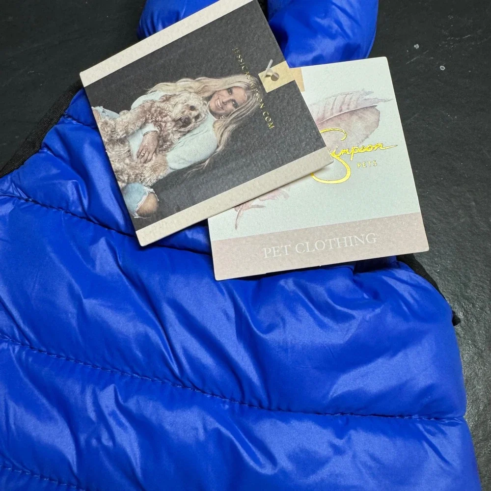 New Jessica Simpson Pets Blue Quilted Puffer Dog Vest Jacket XS 5JSJKT-QLT-BLU